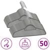 vidaXL Juego de perchas de ropa 50 uds antideslizantes terciopelo gris