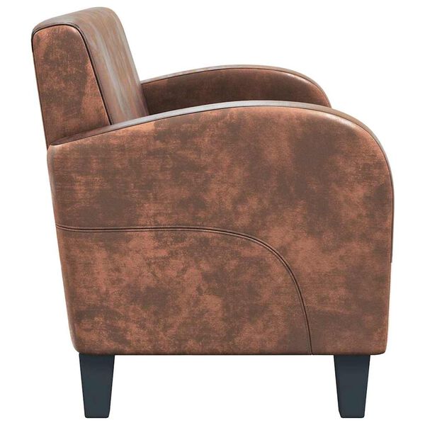 vidaXL Sof&aacute; de 2 plazas con reposabrazos de ante artificial marr&oacute;n