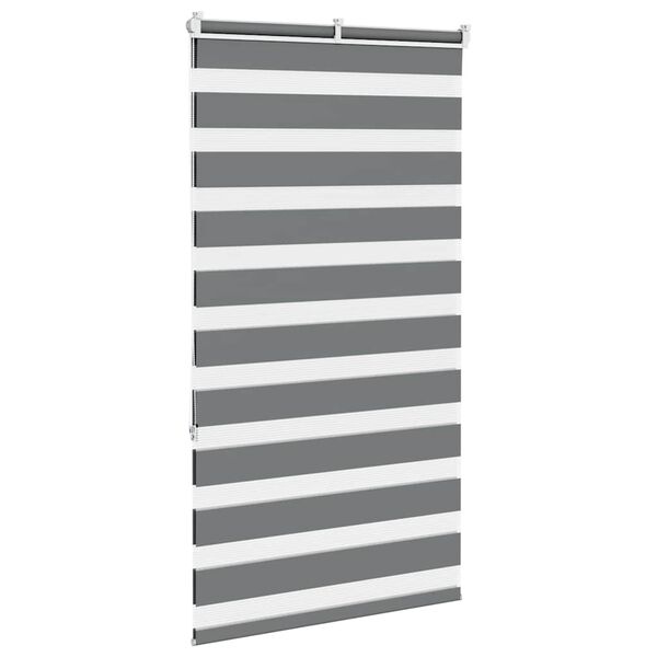 vidaXL Estor cebra gris oscuro 80x150cm tejido ancho 75,9 cm poli&eacute;ster