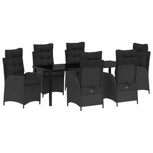 vidaXL Conjunto de Comedor de Jard&iacute;n 7 pcs Negro rat&aacute;n sint&eacute;tico
