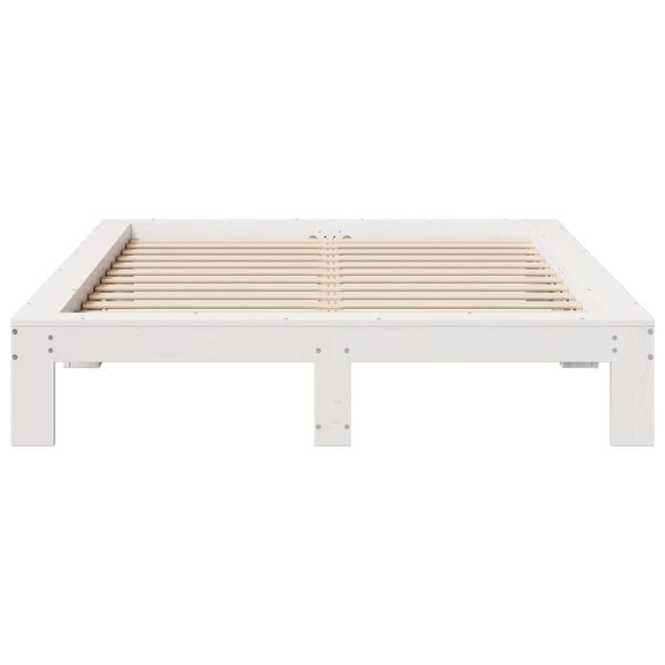 vidaXL Estructura de cama sin colch&oacute;n madera de pino blanco 135x190 cm