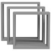 vidaXL Estantes cubo de pared 3 unidades MDF gris