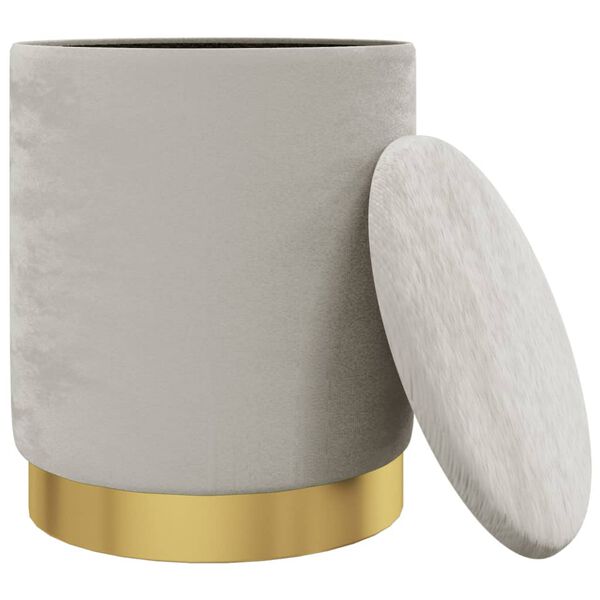 vidaXL Taburete con almacenaje redondo terciopelo 31 x 37 cm gris claro