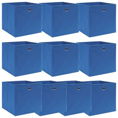 vidaXL Cajas de almacenaje 10 uds tela azul 32x32x32 cm
