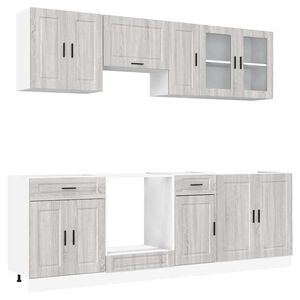 vidaXL Mueble cocina Kalmar sonoma gris 8 pzas madera contrachapada