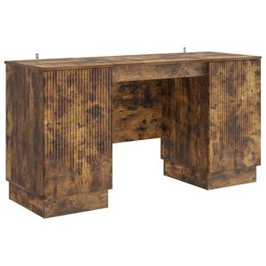 vidaXL Escritorio con estante Roble Ahumado 142,5 x 50 x 75 cm