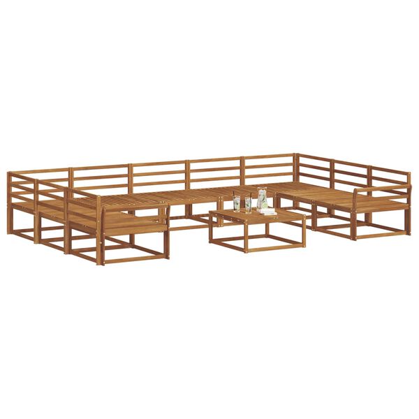 vidaXL Conjunto de sof&aacute;s de exterior 10 pcs Natural