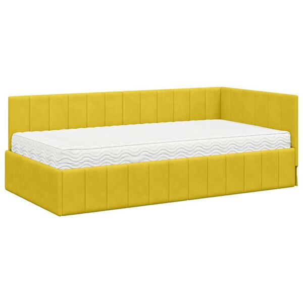vidaXL Estructura de Cama Esquina con Colchón 2 pcs Amarillo