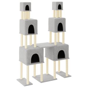 vidaXL Rascador para gatos con postes de sisal gris claro 199 cm