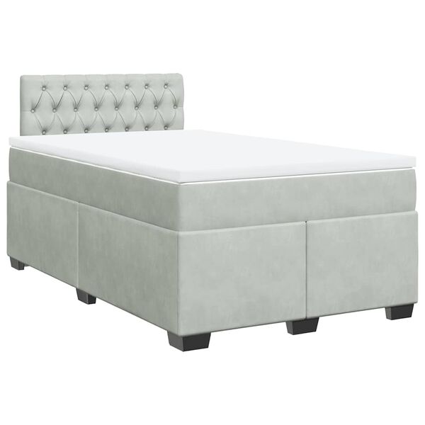 vidaXL Cama box spring con colch&oacute;n terciopelo gris claro 120x190 cm