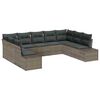 vidaXL Conjunto de sof&aacute; de jard&iacute;n con coj&iacute;n 9 pcs Gris rat&aacute;n sint&eacute;tico