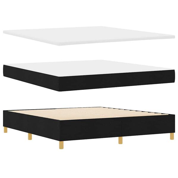 vidaXL Cama tipo Box Spring con colch&oacute;n Negro 180 x 200 cm tela