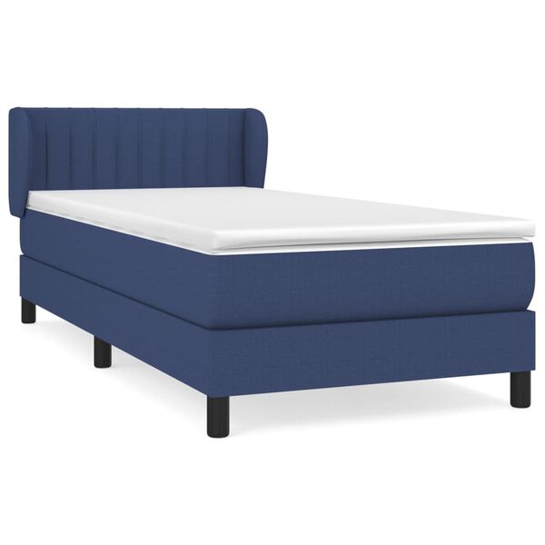 vidaXL Cama box spring con colch&oacute;n tela azul 90x190 cm