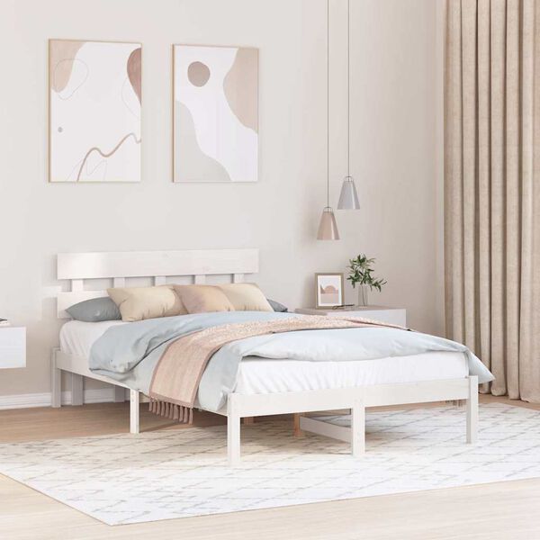 vidaXL Estructura de cama Blanco 120 x 190 cm Madera maciza de Pino