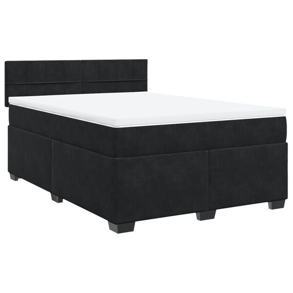 vidaXL Cama box spring con colch&oacute;n terciopelo negro 140x190 cm