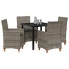 vidaXL Conjunto de Comedor de Jard&iacute;n 5 pcs Gris rat&aacute;n sint&eacute;tico