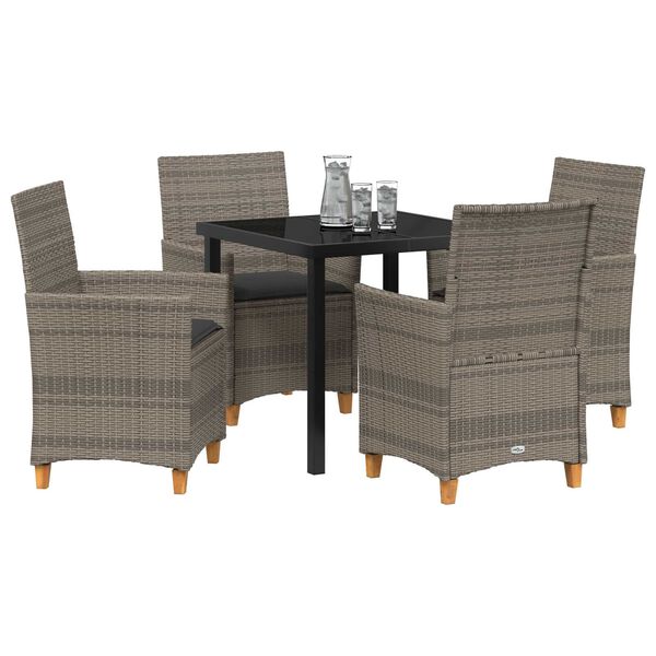 vidaXL Conjunto de Comedor de Jard&iacute;n 5 pcs Gris rat&aacute;n sint&eacute;tico