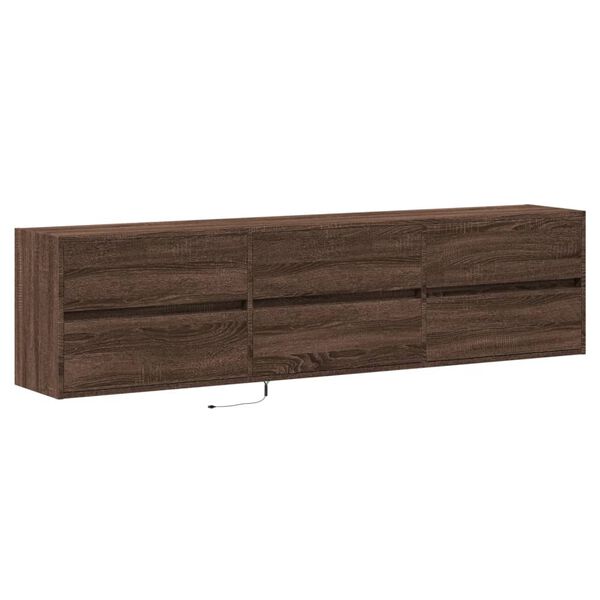 vidaXL Mueble de TV de pared con LED marr&oacute;n roble 180x31x45 cm