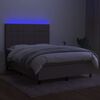 vidaXL Cama box spring colch&oacute;n y luces LED tela gris taupe 140x200 cm
