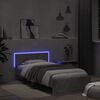 vidaXL Estructura de cama cabecero luces LED gris hormig&oacute;n 100x200 cm