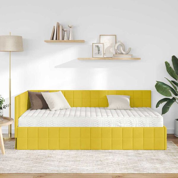 vidaXL Estructura de Cama Esquina con Colch&oacute;n Manual 2 pcs Amarillo