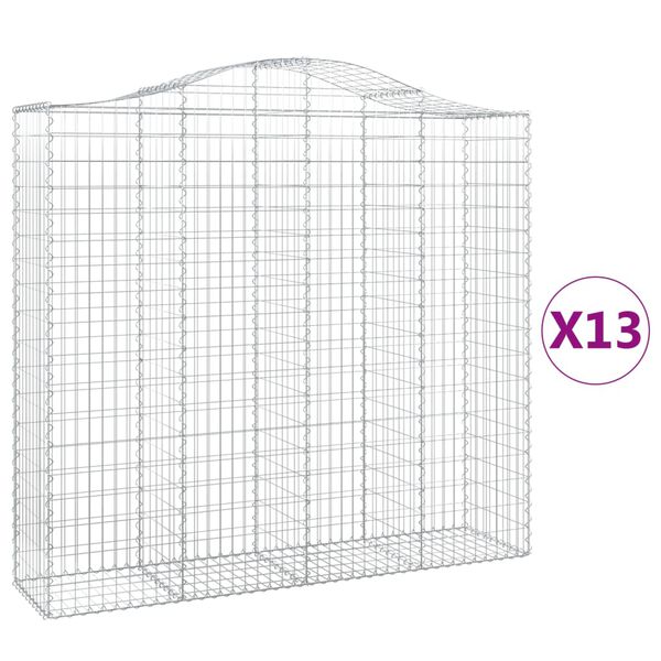 vidaXL Cestas gaviones 13 uds forma de arco hierro 200x50x180/200 cm