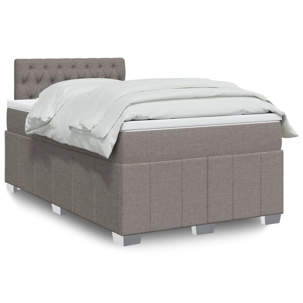 vidaXL Cama box spring con colch&oacute;n tela gris taupe 120x190 cm