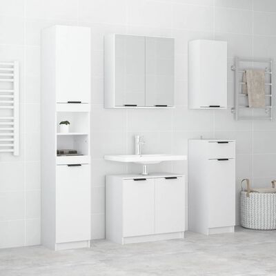 vidaXL Set muebles de baño 5 piezas madera contrachapada blanco brillo