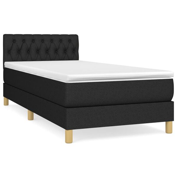 vidaXL Cama box spring con colch&oacute;n tela negro 90x200 cm