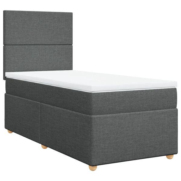 vidaXL Cama box spring con colch&oacute;n tela gris oscuro 90x190 cm