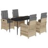 vidaXL Set comedor de jard&iacute;n 5 pzas con cojines rat&aacute;n sint&eacute;tico beige