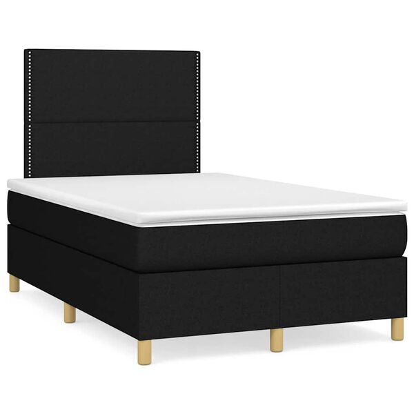 vidaXL Cama box spring con colch&oacute;n tela negro 120x190 cm