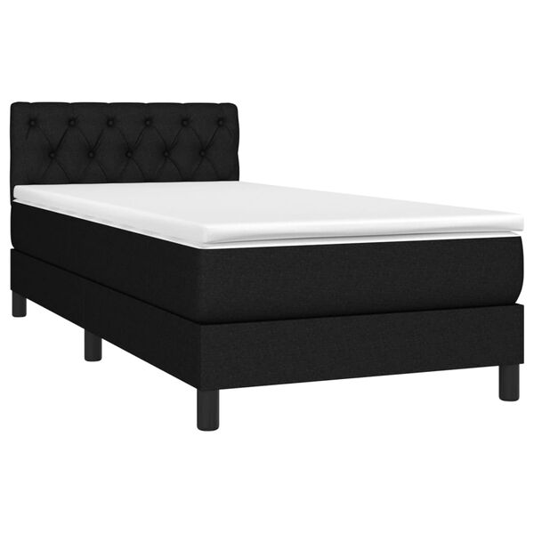 vidaXL Cama box spring con colch&oacute;n tela negro 80x200 cm