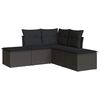 vidaXL Set de muebles de jard&iacute;n 5 pzas y cojines rat&aacute;n sint&eacute;tico negro
