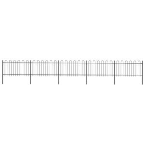 vidaXL Valla de jard&iacute;n con aro superior de acero 892,5x100 cm negra