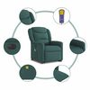 vidaXL Sillón masaje eléctrico reclinable elevable tela verde oscuro