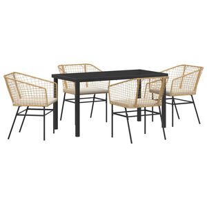 vidaXL Conjunto de Comedor de Jard&iacute;n 5 pcs Marr&oacute;n rat&aacute;n sint&eacute;tico
