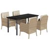 vidaXL Set comedor de jard&iacute;n 5 pzas con cojines rat&aacute;n sint&eacute;tico beige