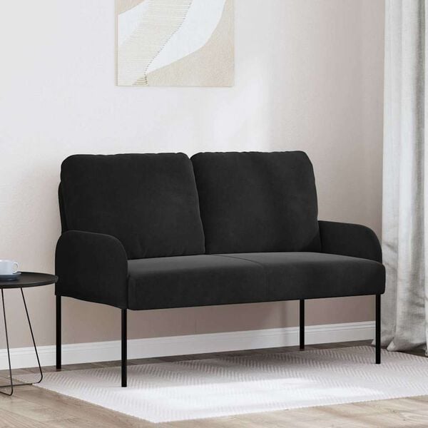 vidaXL Sof&aacute;s con coj&iacute;n 110cm Negro Madera contrachapada