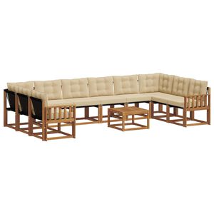 vidaXL Conjunto de sof&aacute;s de exterior con coj&iacute;n 11 pcs Natural y Beige