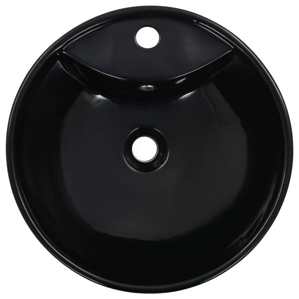 vidaXL Lavabo con rebosadero 46,5x18 cm cer&aacute;mica negro