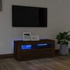 vidaXL Mueble de TV con luces LED roble marr&oacute;n 90x35x40 cm