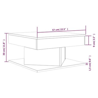 vidaXL Mesa de centro madera contrachapada roble ahumado 57x57x30 cm