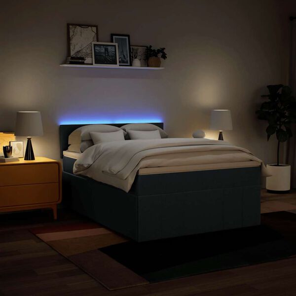 vidaXL Cama box spring con colch&oacute;n tela azul 140x190 cm