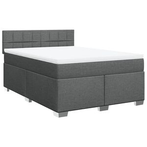 vidaXL Cama box spring con colch&oacute;n tela gris oscuro 140x190 cm