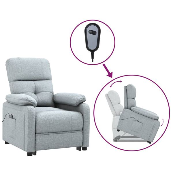 vidaXL Sill&oacute;n elevable tela gris claro