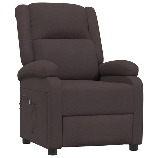vidaXL Sill&oacute;n reclinable el&eacute;ctrico tela marr&oacute;n oscuro
