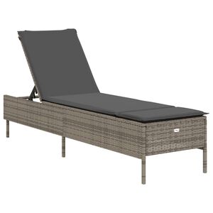 vidaXL Tumbona con coj&iacute;n rat&aacute;n sint&eacute;tico con coj&iacute;n gris