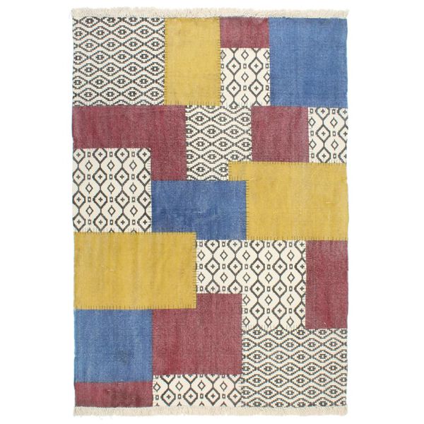 vidaXL Alfombra de algodón Kilim estampado multicolor 120x180 cm