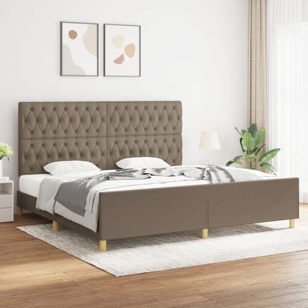 vidaXL Estructura de cama con cabecero de tela gris taupe 200x200 cm
